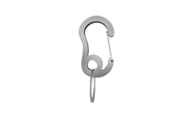 Zilveren karabijnhaak met kleine splitring, duurzaam, 13x22mm, voor het bevestigen van hondenpenningen aan halsbanden.