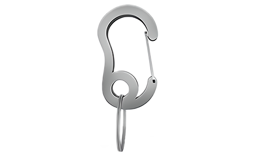 Zilveren karabijnhaak met kleine splitring, duurzaam, 16x27mm, voor het bevestigen van hondenpenningen aan halsbanden.