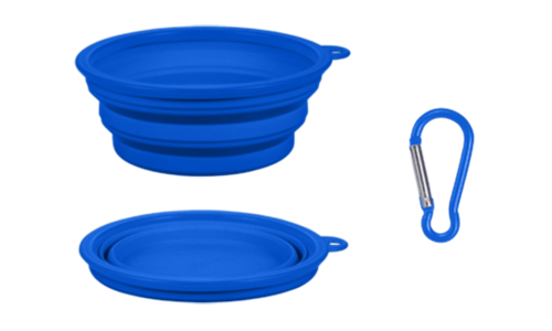 Opvouwbare Hondenbak Blauwe opvouwbare hondenkom, 350ml capaciteit, compact en reisvriendelijk, opvouwbaar voor draagbaarheid.