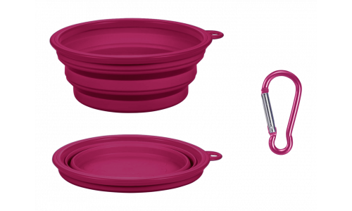 Roze opvouwbare hondenkom, 350ml capaciteit, compact en reisvriendelijk, opvouwbaar voor draagbaarheid.