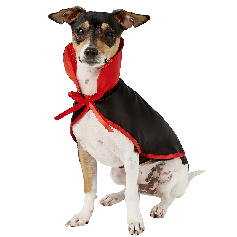 Hond Vampierkostuum voor Halloween Honden vampier kostuum in zwart en rood met hoge kraag en strik, 2-in-1 set, lichtgewicht, duurzaam en verstelbaar.