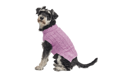 Roze warme katoenen trui voor honden met kabelbreipatroon, extra bescherming, houdt honden warm in koud weer.