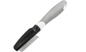 Honden- en kattenvlooienkam met fijne metalen tanden en ergonomisch handvat, ontworpen om vlooien en vuil te verwijderen.