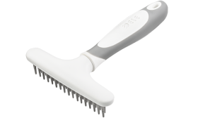 Honden ondervachtkam met 32 metalen pinnen en witte ergonomische handvat, voor het verwijderen van overtollige vacht.