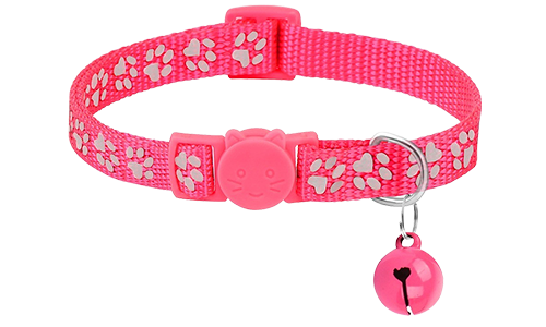 Roze paw-patroon breakaway kattenhalsband, verstelbaar en lichtgewicht, veiligheidsgesp met bijpassende bel.