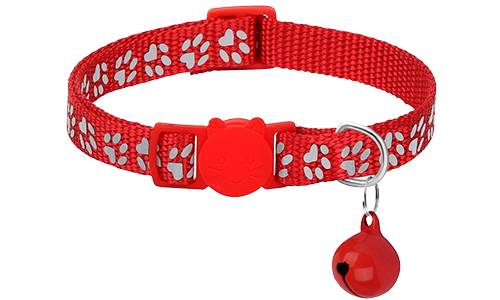 Breakaway Kattenhalsband met Pootjespatroon Rode paw-patroon breakaway kattenhalsband, verstelbaar en lichtgewicht, veiligheidsgesp met bijpassende bel.