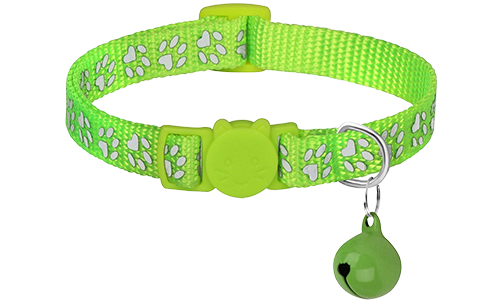 Groene paw-patroon breakaway kattenhalsband, verstelbaar en lichtgewicht, veiligheidsgesp met bijpassende bel.