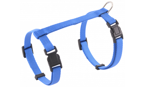 Kattentuigje Blauw kattenharnas met verstelbare riemen en metalen D-ring voor riem, voor veilig en comfortabel gebruik.