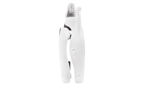 Witte LED nagelknipper voor honden met ingebouwd licht voor precisie, ergonomisch handvat, veiligheidsring en nagelvijl.