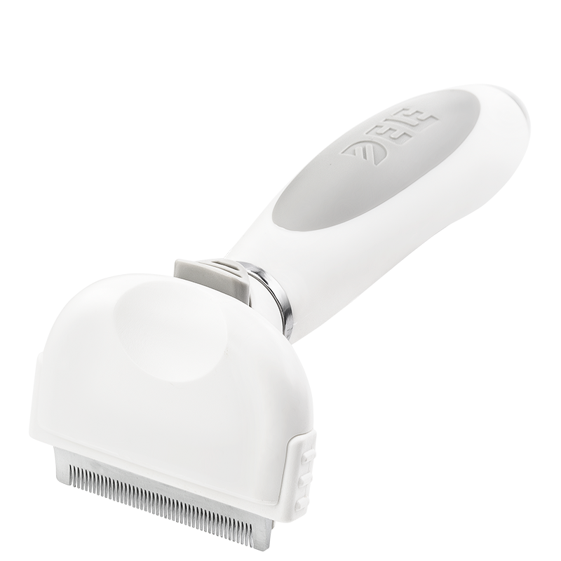 Honden en Kattenontwarborstel Kleine witte ontmijtborstel voor honden met fijne metalen tanden en ergonomisch handvat, vermindert verharing.