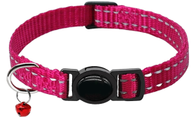 Reflecterende roze breakaway kattenhalsband, verstelbaar en lichtgewicht voor comfort, veilige breakaway gesp en bel.
