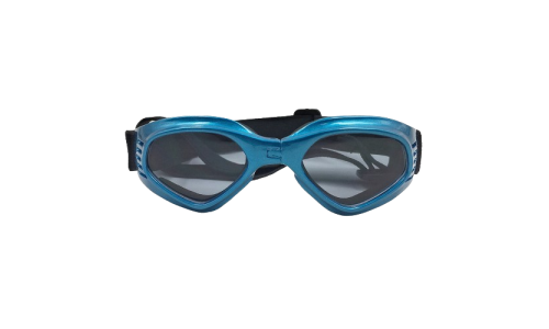 Blauwe honden zonnebril met UV-bescherming, donkere lenzen voor oogveiligheid, stijlvolle look, voor buitenavonturen.