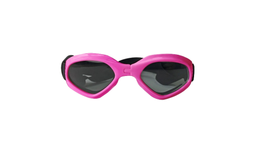 Roze honden zonnebril met UV-bescherming, donkere lenzen voor oogveiligheid, stijlvolle look, voor buitenavonturen.
