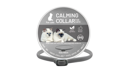 Kalmerende kattenhalsband voor stress, geschikt voor nekken tot 48 cm. Tot 60 dagen kalmerende ondersteuning.