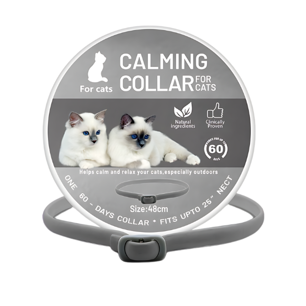 Kalmerende Halsband voor Katten Kalmerende kattenhalsband voor stress, geschikt voor nekken tot 48 cm. Tot 60 dagen kalmerende ondersteuning.