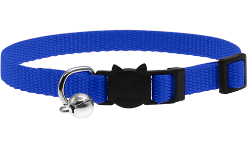 Kat Halsband met Veiligheidssluiting Verstelbare breakaway kattenhalsband in blauw, lichtgewicht, met veiligheidsgesp en kleine zilveren bel.