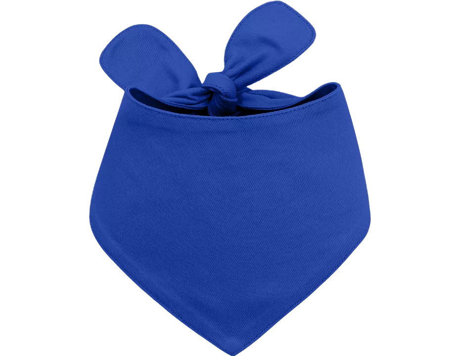 Gepersonaliseerde Katoenen Bandana voor Honden met Geborduurde Naam Blauwe katoenen gepersonaliseerde hondenbandana met knoopsluiting, makkelijk te wassen, aanpasbaar met geborduurde naam.