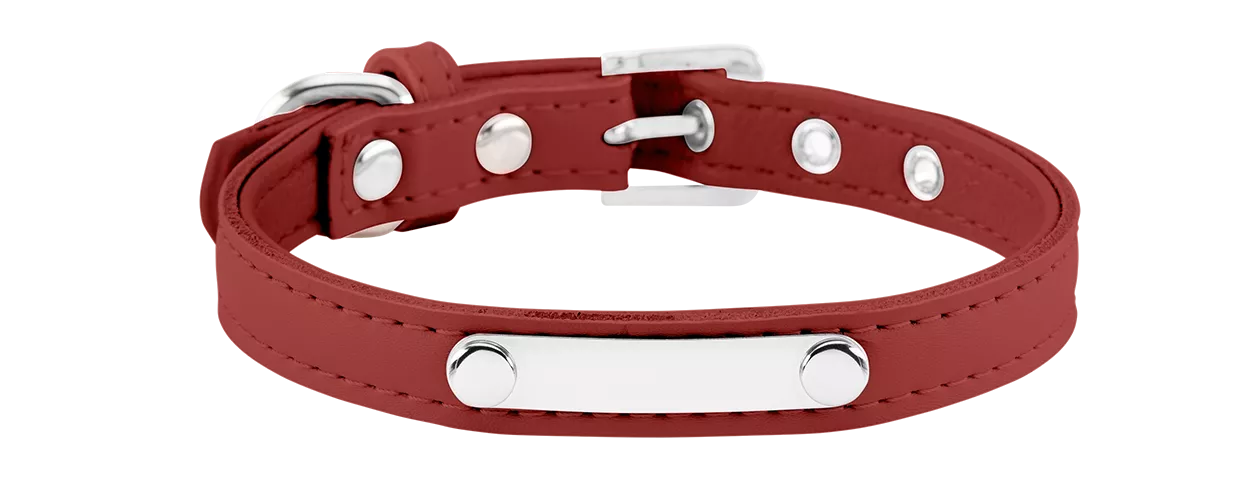 Klassieke Gegraveerde Hondenhalsband Klassieke rode hondenhalsband met ingebouwde ID-plaat, 27-34 cm lang, 1.5 cm breed, voor het graveren van hondennaam.