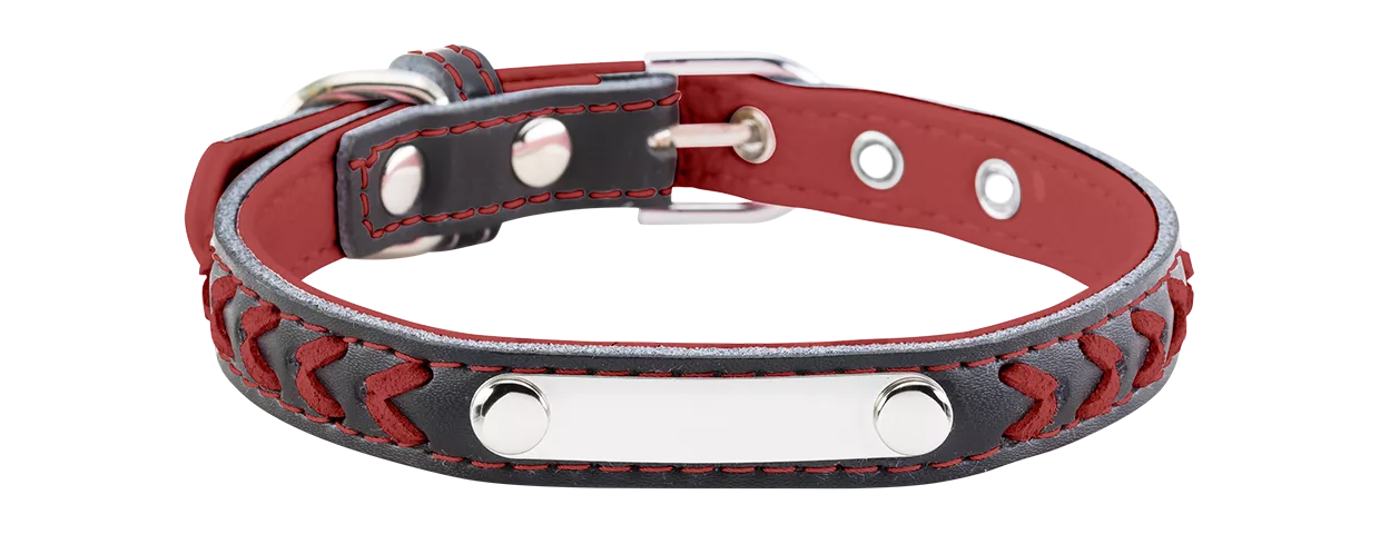 Gevlochten Gegraveerde Hondenhalsband Gevlochten rode hondenhalsband met ingebouwde ID-plaat voor naamgravure, 10,6 - 13,4 inch lang en 0,59 inch breed.