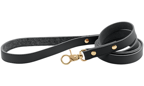 Hoogwaardige Echt Leren Hondenriem Luxe zwarte leren hondenriem, 120 cm lang, duurzaam, gouden metalen haak en studs voor een luxe uitstraling.