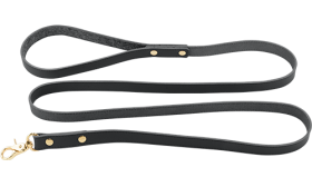 Luxe zwarte leren hondenriem, 120 cm lang, duurzaam, gouden stevige clip voor gemakkelijke bevestiging.