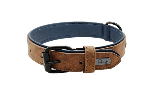 Bruine luxe fluwelen hondenhalsband, 35-37cm lengte, met zwarte metalen gesp en D-ring voor een stijlvolle uitstraling.