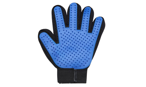 Borstel Handschoen voor Honden Blauwe verzorgingshandschoen voor honden, vijf vingers met rubberen tips, verstelbare band.
