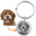 Gepersonaliseerde honden sleutelhanger – hondenfoto als gegraveerde tekening