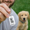 Gepersonaliseerde honden sleutelhanger met gegraveerde foto en naam van de hond